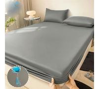 Coprimaterasso impermeabile, lenzuolo con angoli con fascia elastica, antiscivolo, regolabile, per letto matrimoniale, grigio, 180 x 200 cm