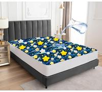 Coprimaterasso impermeabile per letto singolo, 90 x 190 cm, con tasca profonda 30 cm, con elastico in gomma, motivo a stelle