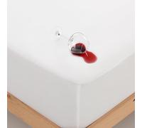 Coprimaterasso impermeabile, traspirante e anti acari. Lenzuolo sotto 100% cotone. Prodotto in Spagna. Dimensioni: 135 x 190/200, altezza regolabile 30 cm con elastico nel contorno.