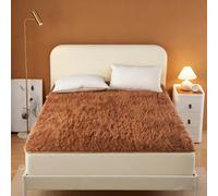 Coprimaterasso in pile di lana, coprimaterasso extra spesso con cinghie, coprimaterasso pieghevole traspirante in pura lana per letto singolo/matrimoniale/queen-size/king-size(Brown,120x200cm)