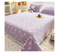 Coprimaterasso in velluto caldo addensato con federa Set da 3 pezzi Lenzuolo antiscivolo Copriletto trapuntato stampato matrimoniale(11,230x250cm-3pc set)