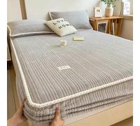 Coprimaterasso invernale in morbido peluche, copriletto singolo e matrimoniale, copriletto antiscivolo, lenzuola in velluto di latte, lenzuolo con angoli per coppia, grigio chiaro, 90x200 cm, set da 3