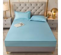 Coprimaterasso king size con cerniera, 180 x 220 + 25 cm, azzurro, completamente rivestito, con cerniera, impermeabile e traspirante