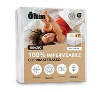 Coprimaterasso Matrimoniale 180x200 cm | Lenzuolo Impermeabile e Impercettibile | Con Angoli | Cotone Assorbente Anallergico, Trattamento Antiacaro | Per Materassi Fino A 40 cm | Oeko-TEX | Ôhm