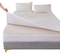 Coprimaterasso Matrimoniale con Cerniera 160x190/180x200 Copri Proteggi Materasso Imbottito, Singolo Proteggi Materasso con Angoli Letto Traspirante Lenzuolo Lavabile(White,160x200+20cm)