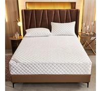 Coprimaterasso Matrimoniale con Cerniera - Sacco Materasso Trapuntato e Imbottito, Fodera Lavabile Antiacaro per Singolo/Piazza p Mezza, Lenzuolo Sfoderabile Protettivo(White,180 x 200 x 20 cm)