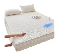 Coprimaterasso Matrimoniale Coprimaterasso impermeabile e spesso, coprimaterasso trapuntato in cotone, copriletto, lenzuolo con angoli delicato sulla pelle(WHITE,200x200x30cm)