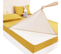 Coprimaterasso Matrimoniale/Singolo Impermeabile, Protettore Copri Materasso con Cerniera e Traspirante Antiacaro(Turmeric yellow,105x190+12cm)