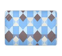Coprimaterasso per fasciatoio, impermeabile, lavabile, antiscivolo, per bambini, adulti, animali domestici, 132,1 x 86,4 cm (lunghezza x larghezza) a scacchi blu, bianco e marrone, extra large