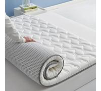 Coprimaterasso per letto singolo/matrimoniale/queen/king, materasso futon giapponese super morbido, materasso pieghevole da pavimento per campeggio e ospiti (bianco, 100 x 200 cm)