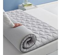 Coprimaterasso per letto singolo/matrimoniale/queen/king, materasso futon giapponese super morbido, materasso pieghevole da pavimento per campeggio e ospiti (grigio, 120 x 200 cm)