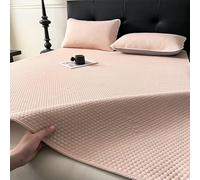 Coprimaterasso rinfrescante e antiscivolo, estivo, traspirante, in seta di ghiaccio, con 2 federe, morbido e lavabile, per chi dorme caldo durante la notte (rosa, super king)