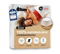 Coprimaterasso Singolo 80x200cm | Impermeabile e Silenzioso | 4 Angoli Elasticizzati | Cotone Assorbente e Anallergico | Antiacaro | Per Materassi Fino a 40 cm | OEKO-TEX | Ôhm