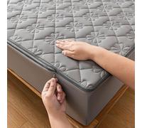 Coprimaterasso Trapuntata con Cerniera 160x190/200 Personalizzabile Fodera Materasso Matrimoniale/Singolo/Imbottito Lenzuolo Lavabile Copri Proteggi Materasso Topper Rivestimento(105x190+15cm,Gray)