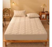 Coprimaterasso trapuntato, coprimaterasso con angoli fino a 30,5 cm di profondità, in flanella felpata, vellutato, morbido, pesante, antiscivolo, caldo per l'inverno, lavabile in lavatrice (cachi, 120