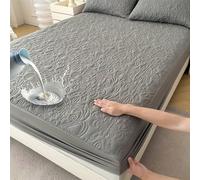 Coprimaterasso Una Piazza e Mezza, Coprimaterasso Matrimoniale/Singolo Impermeabile Lenzuolo con Angoli in Cotone e Microfibra Protezione Traspirante Anallergico Lavabile in Lavatrice,Grigio,120x200cm