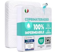 Coprimaterasso Una Piazza e Mezza Impermeabile 120x200 cm Lenzuolo con Angoli Bianco in Cotone e Microfibra Protezione per Letto Salva Materasso Traversa Traspirante Anallergico Lavabile in Lavatrice