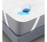 Coprimaterasso Una Piazza e Mezza Impermeabile 140x190 cm 2pz Lenzuolo in Cotone Terry Cerata per Letto alla Francese Traversa Traspirante Antiacaro Anallergico Lavabile in Lavatrice con 4 Elastici