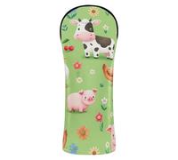 Coprimazza per mazze da golf, con simpatici animali della fattoria, con etichette intercambiabili, per driver ibridi, in legno, unisex, in pelle PU