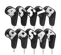 Coprimazze Da Golf Copri-testa for mazze da golf in ferro, set di copri-testa adatti a tutti i wedge in, numeri grandi, collo lungo, nero/bianco, pu, 10 pezzi/confezione