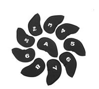 Coprimazze Da Golf,Golf Iron Head Cover 10/12 Pz Deluxe di cuoio sintetico di ferro di golf coperture della testa del Club Sacca impermeabile For All del ferro di golf Club(10 Pc Black Neoprene)