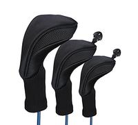 Coprimazze da Golf,Golf Iron Head Cover 3pcs Nero Golf Head Coperture Driver 1 3 5 Fairway Woods Headcovers Collo a Maglia Long Cover Coperchi protettivi Adatti a Tutti i Club di Guida Fairway