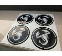 COPRIMOZZI ADESIVI STICKERS PER CERCHI IN LEGA 3D X 4 PZ 50 mm ABARTH NERO FIAT