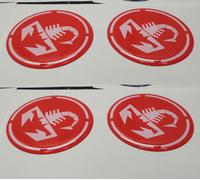 COPRIMOZZI ADESIVO STICKERS 3D X 4 PZ 5 cm LOGO ABARTH ROSSO FIAT NUOVA PANDA