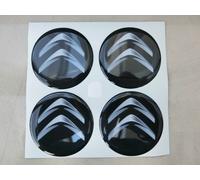 COPRIMOZZI ADESIVO STICKERS 3D X 4 PZ 60 mm CITROEN C1 C2 C3 C4 C5 C6 DS3 NERO