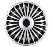 Coprimozzi da 12 pollici, 4 pezzi universali, for auto Copricerchi di ricambio a scatto(Silver Black)