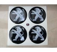 COPRIMOZZI STICKERS 3D X 4 PZ 60 mm PEUGEOT 106 206 207 208 307 308 CC 2008 NERO