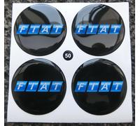 COPRIMOZZI STICKERS ADESIVI 3D 3M X 4 PZ 50 mm NERO FIAT 126 BIS 127 112 600