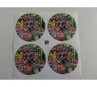 COPRIMOZZI STICKERS BOMB ADESIVI BORCHIE CERCHI IN LEGA 3D X 4 PZ 55 mm FIAT RB