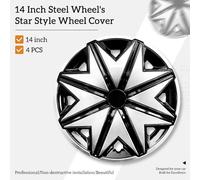 Coprimozzi universali Starfish da 14 pollici Copriruota neri e argento per auto Set di 4 per Honda, Volkswagen, Chevy, Mazda, Dodge