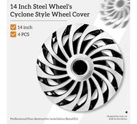Coprimozzi universali stile ciclone da 14 pollici Copriruota neri e argento per auto Set di 4 per Honda Volkswagen, Chevy, Mazda, Dodge