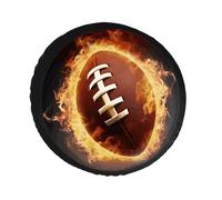 Coprimozzo di scorta in pelle PVC con motivo football americano fiammeggiante, antipolvere, impermeabile, copertura per pneumatici Jeep per camper da 28 pollici, rimorchi, camion, SUV, adatto per
