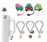 Coprini di Paglia per Animali Cap per Stanley Cup, 6 Pezzi Accessori per il Fascino per Stanley Cup con Manico, Lettere Iniziale F Fascino della Maniglia Della Catena Chiave per Stanley Tumbler