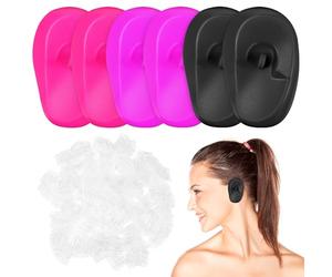 Copriorecchie per Doccia e Tinta, 206 Pezzi in Silicone e Plastica | Protezione per Lavaggio, Tre Paia Riutilizzabili, Formato Monouso Incluso, Adatti a Donne e Uomini