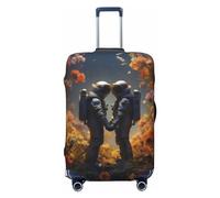 Copripagagli da viaggio con coppia di astronauti e fiori romantici, elastici, per valigie, 45-81 cm, Nero , M