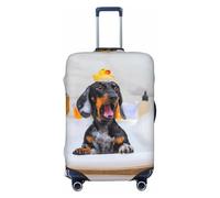 Copripagagli da viaggio con cucciolo che si siede nella vasca da bagno - Copertura elastica per valigie da 45,7 - 81,7 cm, Nero , S