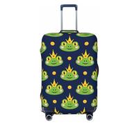 Copripagagli da viaggio con motivo principe ranocchio, colore blu navyblue, copertura elastica per valigie, protezione per bagagli, 45-81 cm, Nero , S