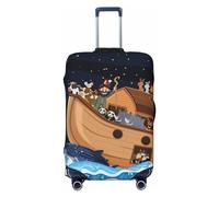 Copripagagli da viaggio con scena oceanica con arca di Noè, copertura elastica per valigie, 45-81 cm, Nero , x-large
