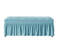 Copripanca Elastico con Gonna Lunga Copertura per Panca da Pranzo, Pianoforte e Ottomano in Tessuto Seersucker Spandex, Lavabile in Lavatrice(Sky Blue,M)