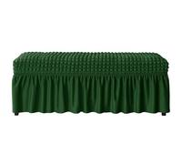 Copripanca Elastico con Gonna Lunga Copertura per Panca da Pranzo, Pianoforte e Ottomano in Tessuto Seersucker Spandex, Lavabile in Lavatrice(Dark Green,M)