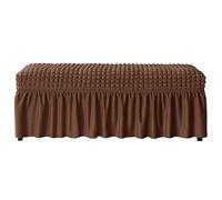 Copripanca per Panca Rettangolare in Seersucker Elastico con Gonna a Pieghe e Cintura di Sicurezza Antiscivolo Copertura Protettiva Lavabile per Poggiapiedi(Dark Brown,M)