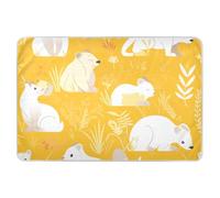 Copripannolino con palma asiatica in stile cartone animato, giallo brillante, morbido e assorbente, traspirante, per bambini, 132,1 x 86,4 cm (lunghezza x larghezza), impermeabile per cama