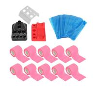 Copripenne usa e getta per tatuaggi Rotoli di bende elastiche Portabicchieri per inchiostro Kit di forniture professionali per tatuaggi per tatuatori Tessuto non tessuto PE (Rosa)