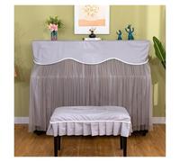 Copripianoforte pizzo volant Copertura for pianoforte antipolvere in stile lettera semplice, con coperchio in pizzo, panca in poliestere(Rule-Gray,Double stool 40cm*80cm)