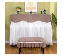 Copripianoforte pizzo volant Copertura for pianoforte antipolvere in stile lettera semplice, con coperchio in pizzo, panca in poliestere(Rule-coffee,Stool 40cm*60cm)
