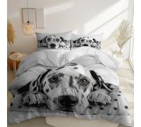 Copripiumin Cani Dalmata in Tranquilla Compagnia Set di biancheria da letto con in microfibra personalizzato morbido 220 x 240 cmBianco con 2 federa per cuscino, chiusura a cerniera